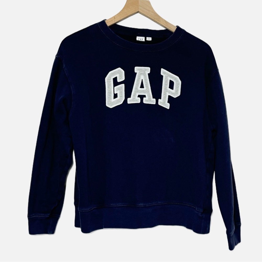 GAP classic navy blue retro spellout logo crewneck sweatshirt S